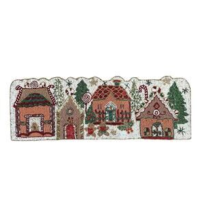 Rachel Zoe Gingerbread Man House Christmas Beaded Table Runner Centerpiece